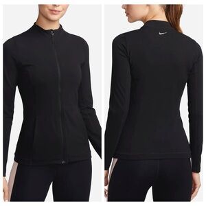 Nike jacket Womens size XL yoga luxe fitted Dri Fit Stretch Black Full Zip Up